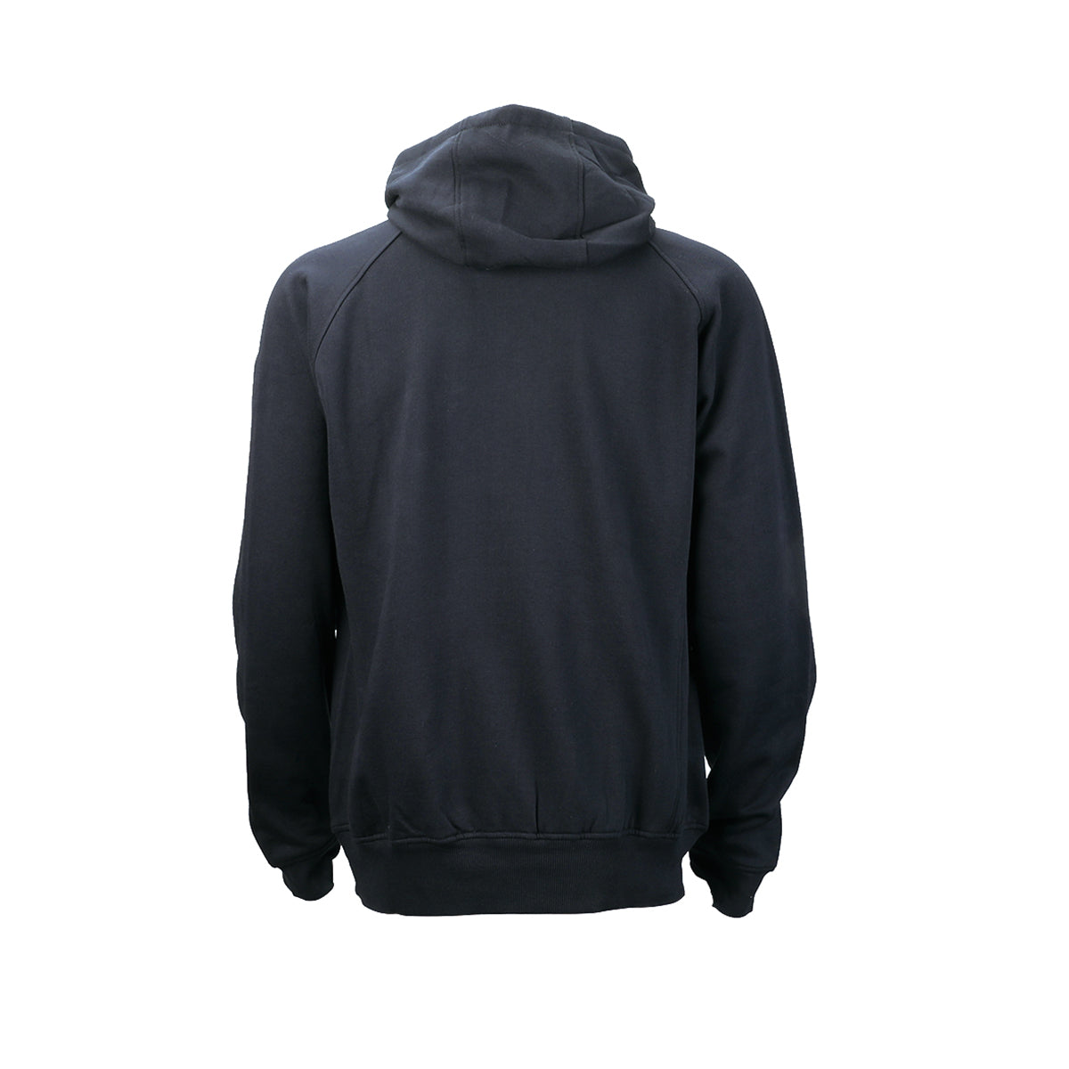 A dark navy blue pullover hoodie shown from the back, displayed on a clean white background.