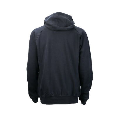 A dark navy blue pullover hoodie shown from the back, displayed on a clean white background.