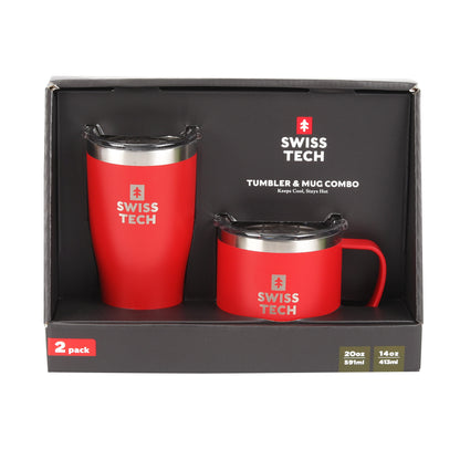 Swiss+Tech Tumbler 20oz & Mug 14oz set in Red