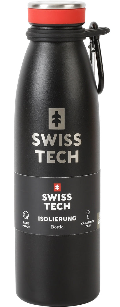 Stainless Steel Bottle 500ml/17Oz Screw Lid Black - with Sleeve