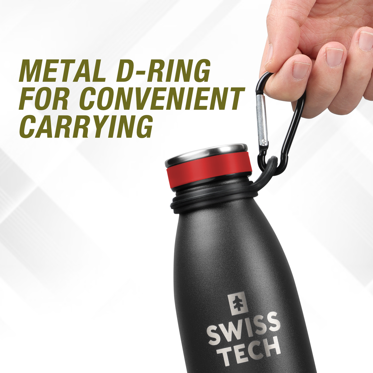 Stainless Steel Bottle 500ml/17Oz Screw Lid Black - with Sleeve