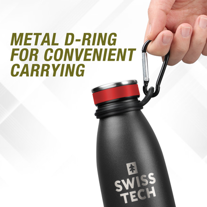 Stainless Steel Bottle 500ml/17Oz Screw Lid Black - with Sleeve