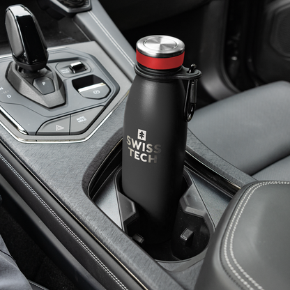 Stainless Steel Bottle 500ml/17Oz Screw Lid Black - with Sleeve