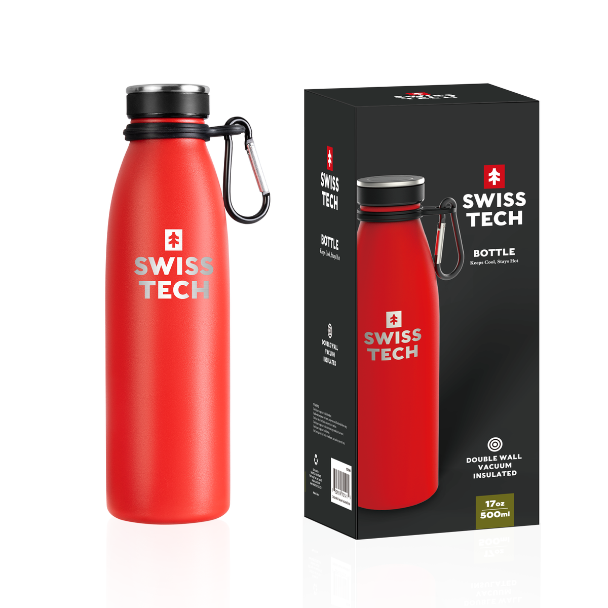 Stainless Steel Bottle 500ml with Screw Lid Red
