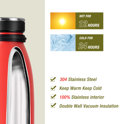 Stainless Steel Bottle 500ml with Screw Lid Red