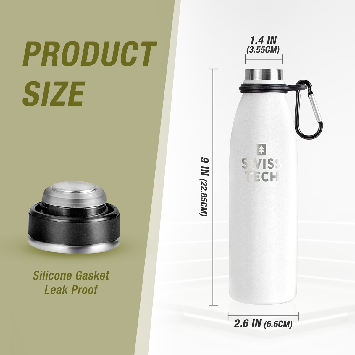 Stainless Steel Bottle 500ml with Screw Lid White