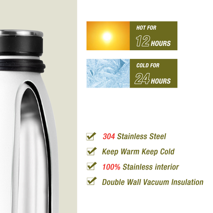Stainless Steel Bottle 500ml with Screw Lid White